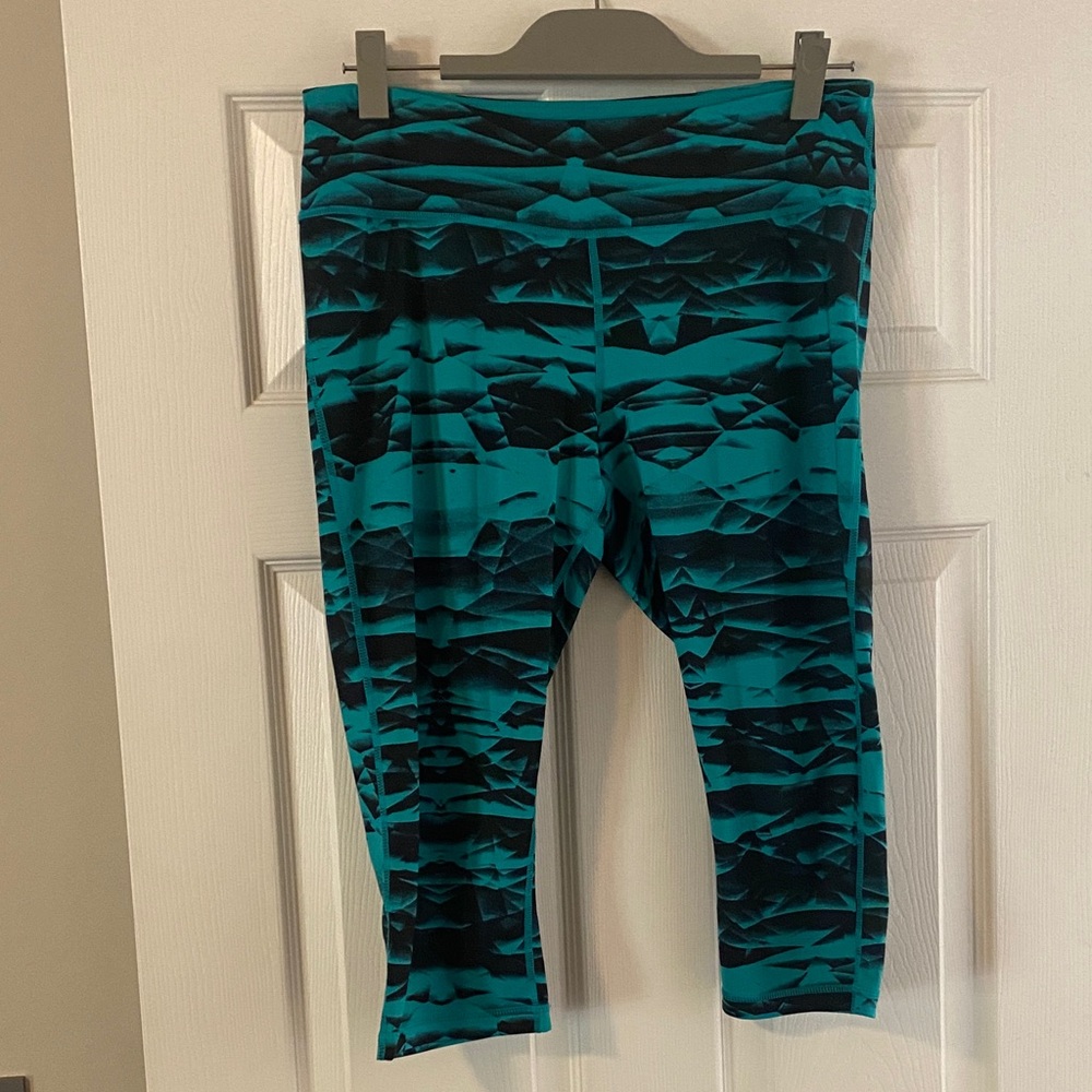 Zella Women's Teal and Black Patterned Leggings